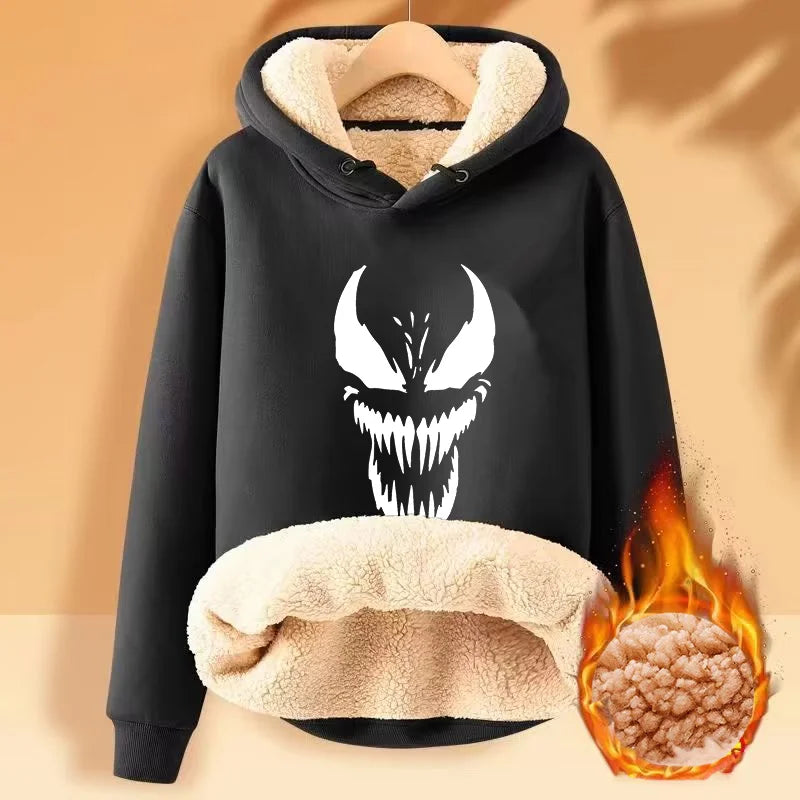 Venom Hoodies Movie Peripherals Jacket Winter Thickened Warm Street Sportswear Casual Sweatshirt Adult Clothes Cool Men Clothing