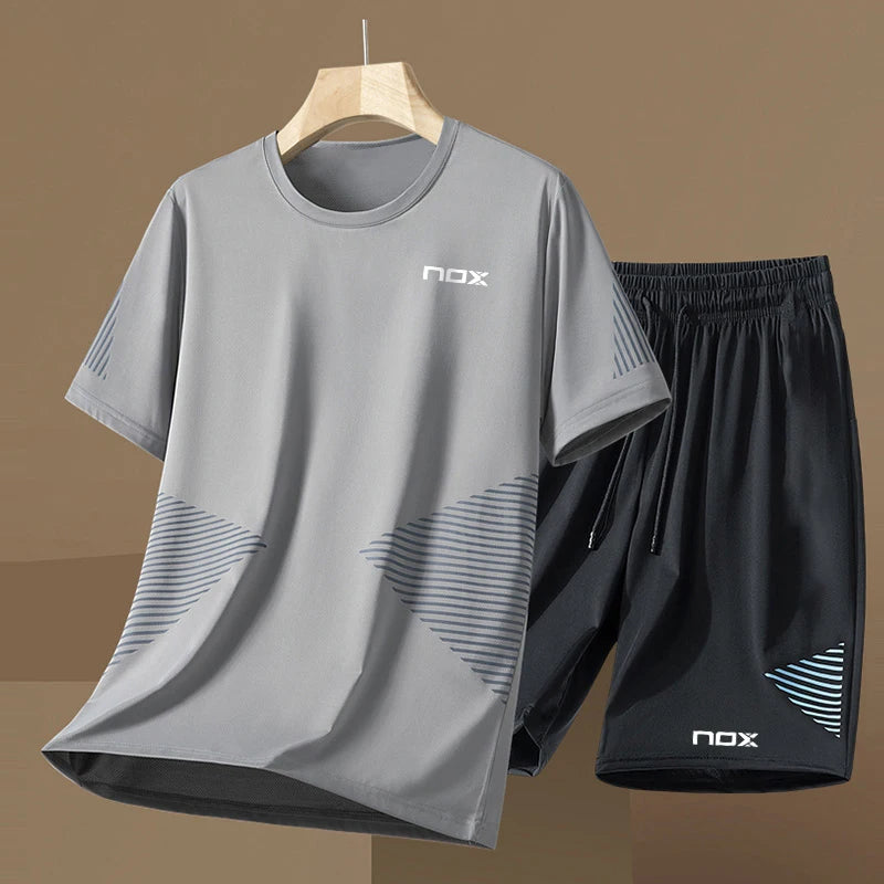 Boutique sportswear mens tennis sportswear fitness short sleeved short sleeved summer round neck casual T-shirt shorts mens suit