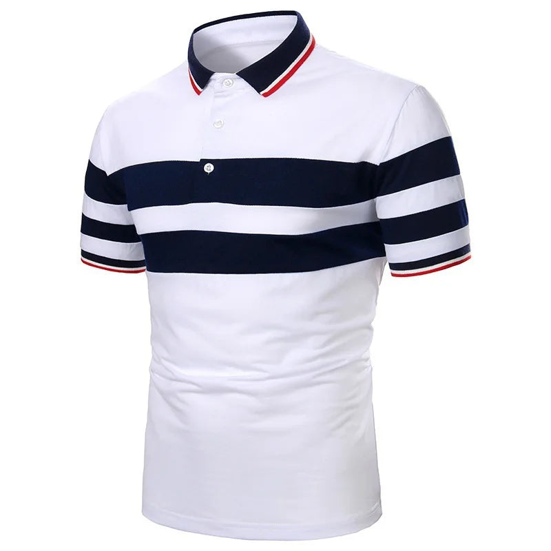 Summer Men's Polo Shirt T-shirt Casual Color Matching Lapel Short Sleeved Sports Shirt Men's Top