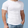 Summer New Bottoming Shirt Men's Round Neck Solid Color Short Sleeve Tops Cotton Button Motion Casual Fashion T-shirt