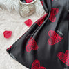 Valentine's Day Red Lip Print Satin Slip Nightdress V Neck Backless Mini Sleep Dress  Women's Sleepwear   Dresses