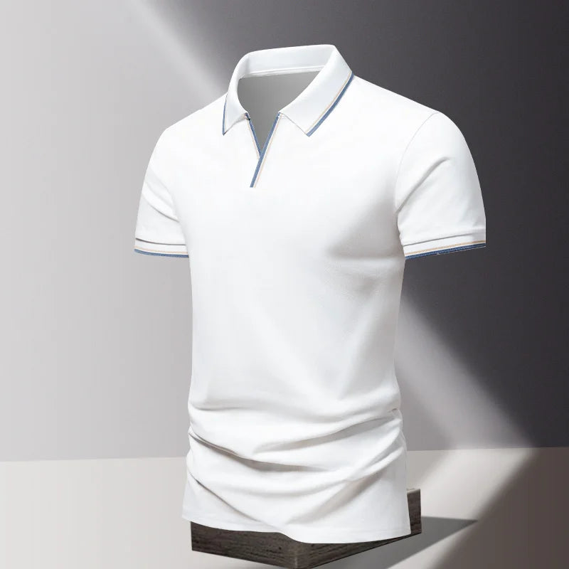 POLO shirt men's summer fashion ice silk quick drying short sleeved T-shirt solid color loose business collar pure cotton top