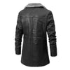 Men Winter Long Thick Fleece PU Leather Jacket New Winter Fashion Suit Collar Men's Windbreaker Leather Jacket Coats