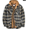 Mens Long Sleeve Winter Hooded Coats Fleece Lined Flannel Plaid Shirts Jacket Button Down Sherpa Jackets with Hood