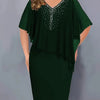 Elegant Summer Party Dress Rhinestone Decor Daily Wear Bodycon Plus Size Chiffon Lady Banquet Dress