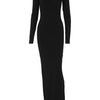 Sexy Black Evening Party Dress Women Elegant Fall Winter Outfits Asymmetrical Long Sleeve Night Club Party Split Maxi Dresses