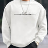 Men's autumn and winter fashionable casual loose and simple letter printed fleece pullover round neck long sleeved sweatshirt