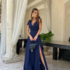 Summer Women Party Maxi Dress Cross V-neck Bowknot Strap X-long Club Vestidos Female Side Split Elegant Lady Long Dresses