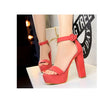 Summer Sandals Ladies Party Banquet Pumps 13.5CM Platform Valentine Strap Quality Shoes Women High Heels Sexy Size 34-43