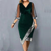 Large Size New Gold Velvet Irregular Sequin Perspective Mesh Sexy Fashion Slimming Women's Dress Evening Dress