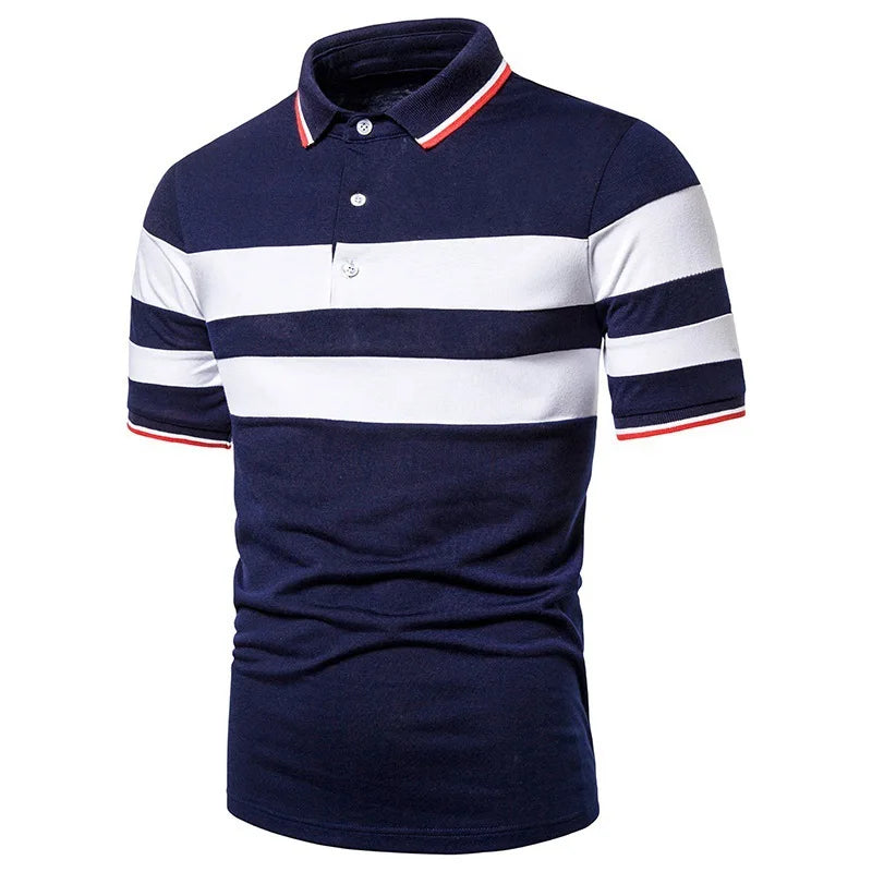 Summer Men's Polo Shirt T-shirt Casual Color Matching Lapel Short Sleeved Sports Shirt Men's Top