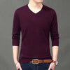 Spring Autumn V-neck Knitted Long Sleeve Male Clothes All-match Casual Men's Social Shirt  2023 Top Men T Shirt