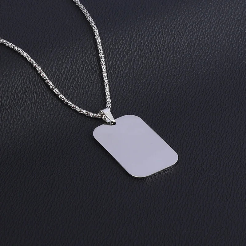 Hip Hop Military Style Stainless Steel Dog Tag Pendant Necklace for Men Women Gold Plated Personalized Id Card Name Jewelry