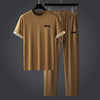 Minglu Summer Sport Casual Men's Sets Fashion Short Sleeve Round Collar Man T-shirts Luxury Elastic Waist Pants Man Tracksuit