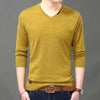 Spring Autumn V-neck Knitted Long Sleeve Male Clothes All-match Casual Men's Social Shirt  2023 Top Men T Shirt