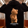 Autumn Funny Kawaii Bear Graphic Printed Pullover Hoodies Men Hip Hop Streetwear Pocket Hooded Sweatshirts Y2K Vintage Hoodie