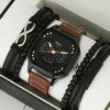 Alloy Quartz Bracelets Casual Leather Strap Cool Black