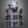 Minglu Spring Autumn Hooded Men's Jackets High Quality Plaid Allover Printed Sport Casual Zipper Man Cots Man Overcoat 5XL