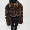 Maomaokong Real Fur Jacket  Women Winter Short Natural real Fox Fur Lady Zipper Fur Coat Female Warm Jacket  with Collar