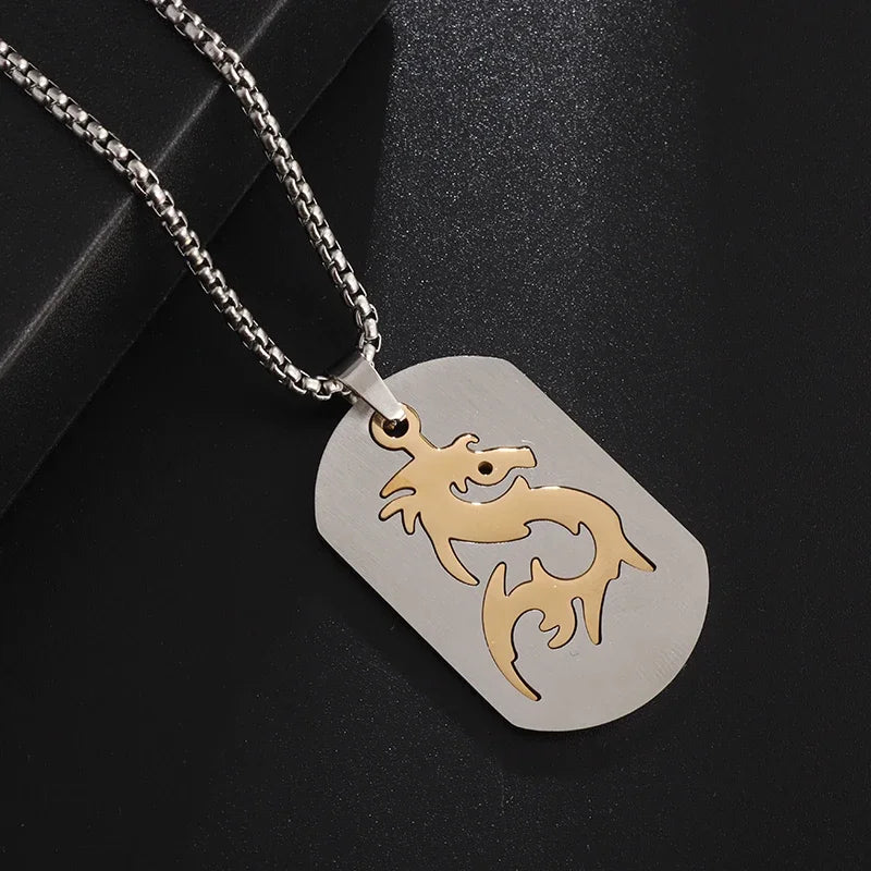 Hip Hop Military Style Stainless Steel Dog Tag Pendant Necklace for Men Women Gold Plated Personalized Id Card Name Jewelry