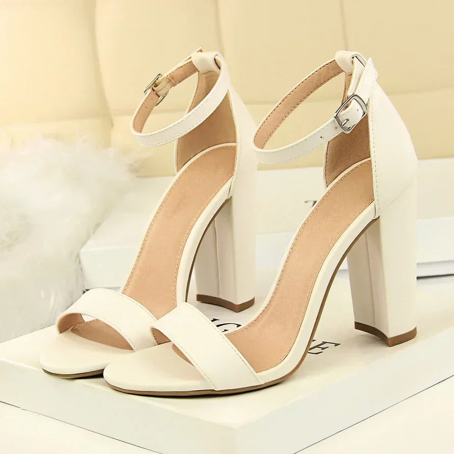 Women Purple Yellow Classic Gladiator Strappy Summer Seaside Sandles Lady 9.5cm Block Square Heels Platform Sandals Prom Shoes