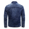 ABOORUN Fleece Denim Jacket Men Streetwear Motorcycle Biker Coats Slim fit Jackets Male Clothes