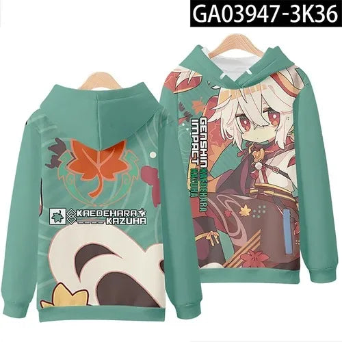 Hot Game Genshin Impact Kaedehara Kazuha Cosplay Costume 3D Print Zip Up Women/Men Hoodie Sweatshirt Casual Tracksuit Outerwear