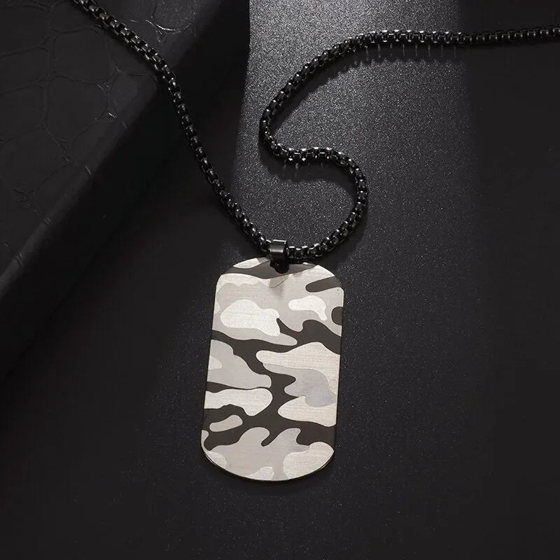 Hip Hop Military Style Stainless Steel Dog Tag Pendant Necklace for Men Women Gold Plated Personalized Id Card Name Jewelry