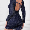 D&M Sexy Backless Bodycon Dress Long Sleeve Sequins Elegant Party Dresses Women Mini Dresses