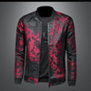 Minglu Stand Collar Men's Jackets High Quality Long Sleeve Floral Jacquard Zipper Casual Male Coats Fashion Man Outerwear 5XL