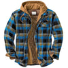 Mens Long Sleeve Winter Hooded Coats Fleece Lined Flannel Plaid Shirts Jacket Button Down Sherpa Jackets with Hood