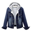 Autumn Winter Women's Plush Warm Denim Jacket Coat Cotton Fashion Short Blue Jean Coat Ladies Hoodies Outerwear