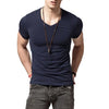 Men Slim Fit T-shirt Stylish Men's V-neck Slim Fit Sport T-shirt Lightweight Elastic Versatile Summer Top for Wear Homewear