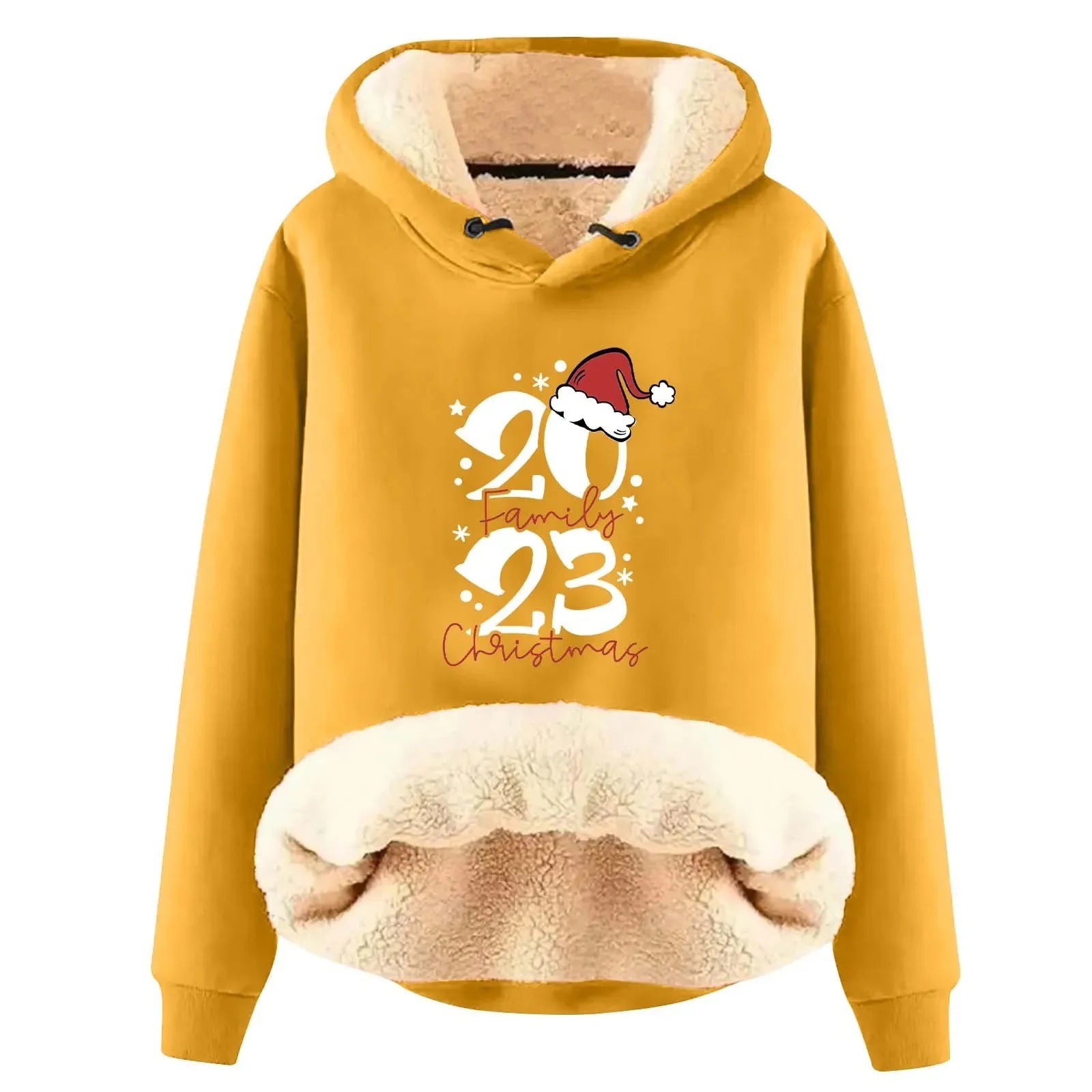 Thickened Fleece-Lined Hooded Sweatshirt Christmas Style Loose Fit Warm Pullover Trendy Brand Ins Wool LSS04 Crew Neck Hoodies