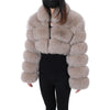 Maomaokong Real Fur Jacket  Women Winter Short Natural real Fox Fur Lady Zipper Fur Coat Female Warm Jacket  with Collar