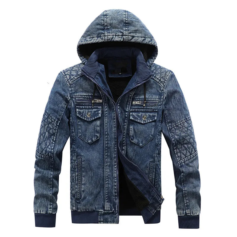 Autumn Winter Mens Hoodied Jackets Casual Style Jeans Jacket Men Outwear Cotton Denim Jackets Mens Coats And Jackets MY232