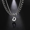 Stainless Steel Double Layer Necklaces for Men Women Simple 26 Letter Pendant Necklace Fashion Women's Jewelry for Party Gift