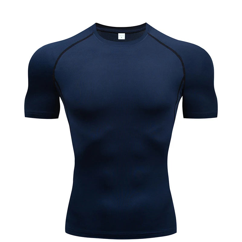 Compression Long Sleeve Shirt Black Fitness T-shirt Men's Muscle Quick drying Gym Sportswear Sun protection Sports Base layer