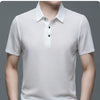 Summer New Men's Lop-up Hollow Short-sleeved Polo Tee Shirt Ice Silk Breathable Business Fashion T-Shirt Male Brand Clothes