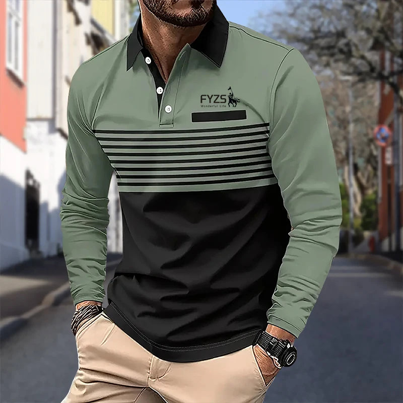 Spring and Autumn men's long sleeved shirt, comfortable business T-shirt, men's street casual fashion top