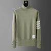 High end brand sweater men high neck autumn/winter New classic four stripe trend hem split Korean casual versatile pullover