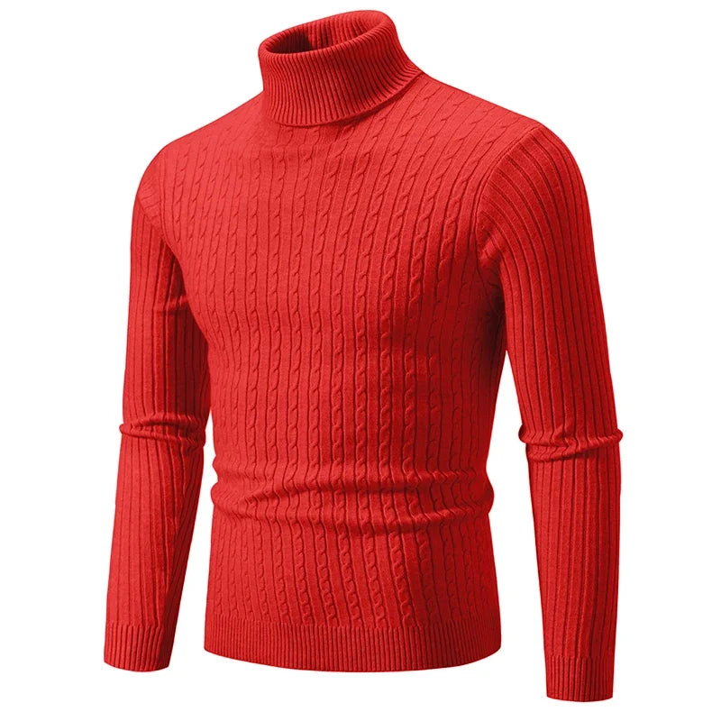 High Neck Solid Color Pullover Knitted