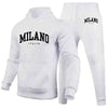 Men's Sports Hoodie Set Luxury Milan Print Sweatshirt Sweatpants Hooded Top Jogger Pants Casual Streetwear Sportswear