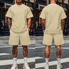 Jacquard PJlaid Short Sleeve T-shirt Fashion Sports Set Breathable T-shirt + Shorts Sports Two-piece Set