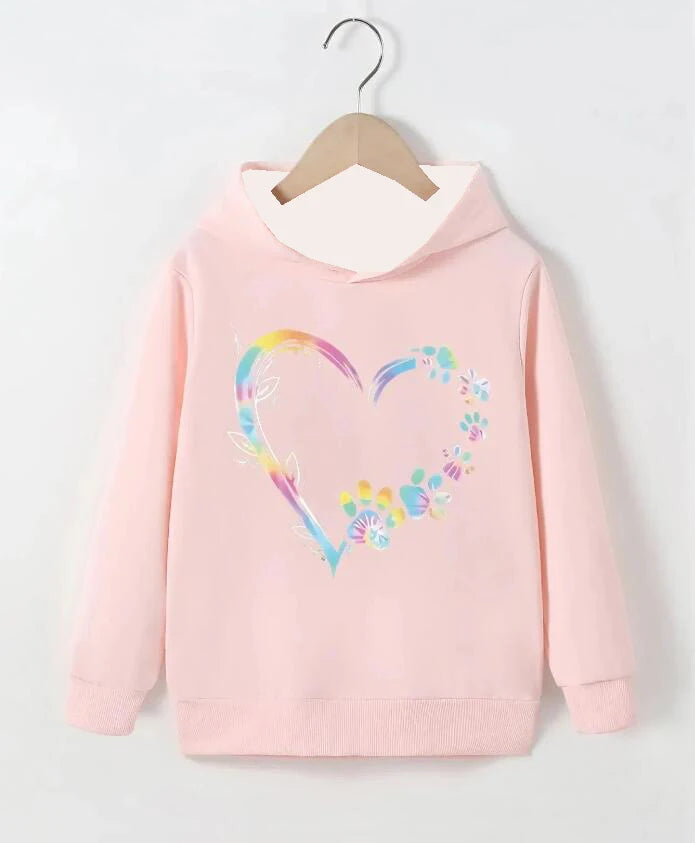 Women's Pink Love Printed Hoodie Comfortable Casual Trend Hooded Sweater Women's Long Sleeve Spring and Autumn Sweater