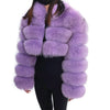 Maomaokong Real Fur Jacket  Women Winter Short Natural real Fox Fur Lady Zipper Fur Coat Female Warm Jacket  with Collar