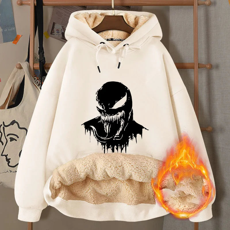 Venom Hoodies Movie Peripherals Jacket Winter Thickened Warm Street Sportswear Casual Sweatshirt Adult Clothes Cool Men Clothing