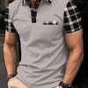 Men's short-sleeved polo shirtl T-shirt men's sports casual loose fashion men's striped white top