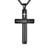 1PC 304L Stainless Steel Bible Verse Necklace for Men Jesus Cross Necklace Men Spiritual Jewelry