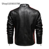 Autumn Winter Fleece Men's Motorcycle Leather Jacket Embroidery Racing Coat Windbreaker Outwear Faux Leather Biker Jacket